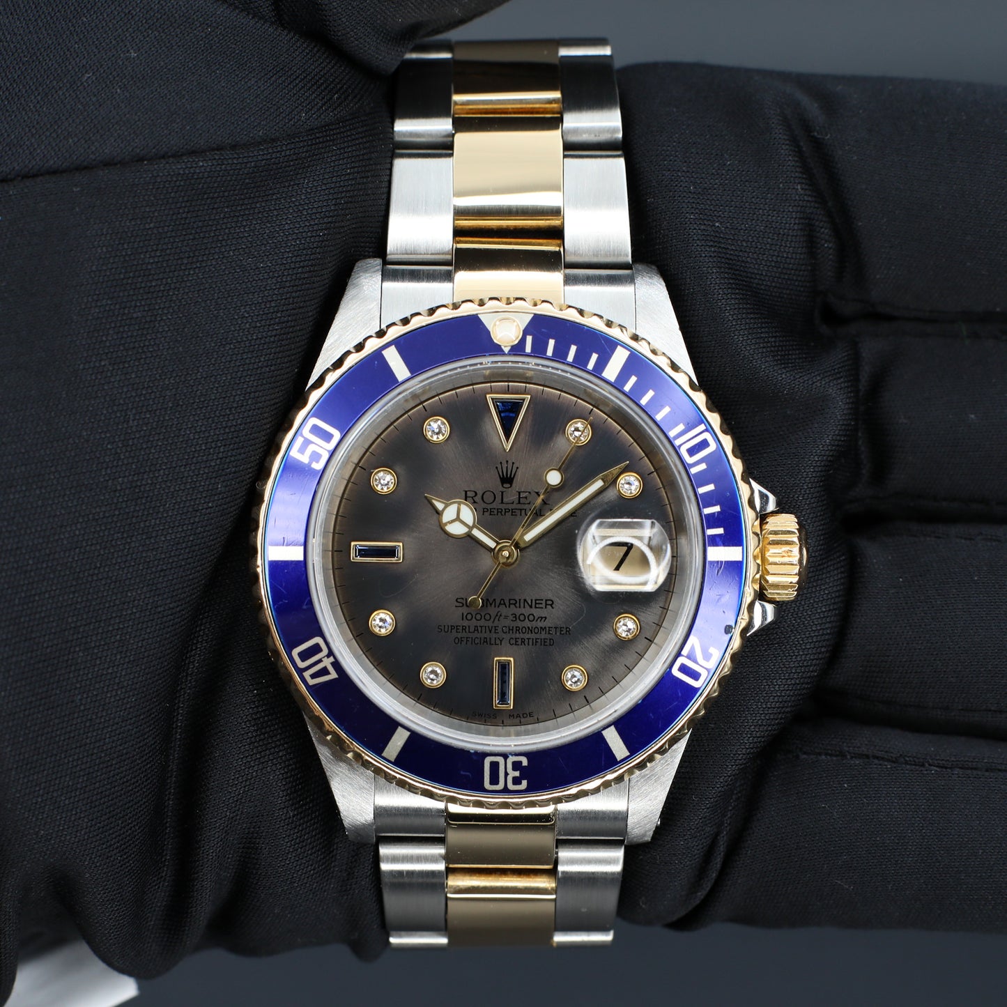 Rolex Submariner Bluesy Serti Dial Watch Only - 16613