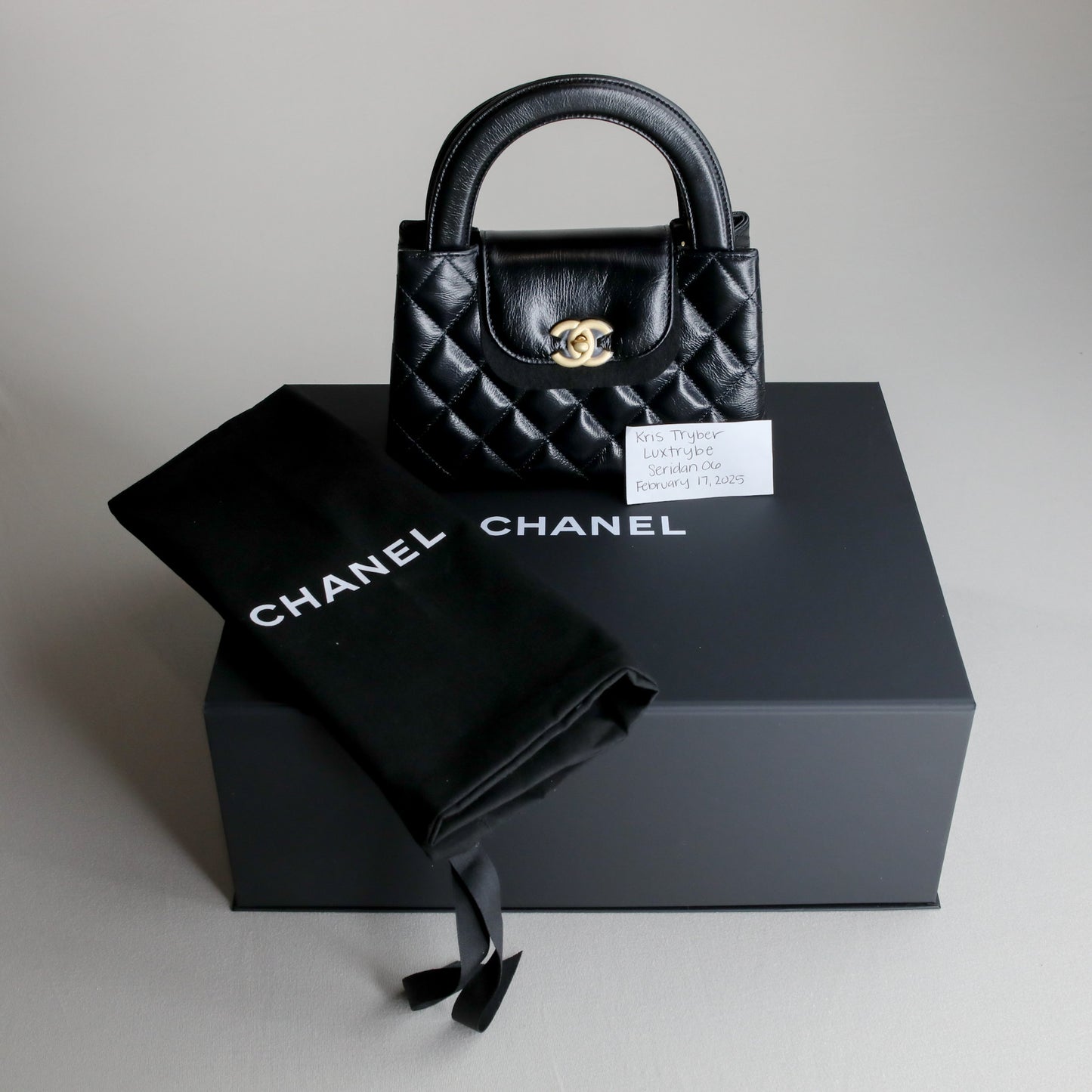 Chanel Kelly Nano Black Calf Skin Top Handle Shopping Bag