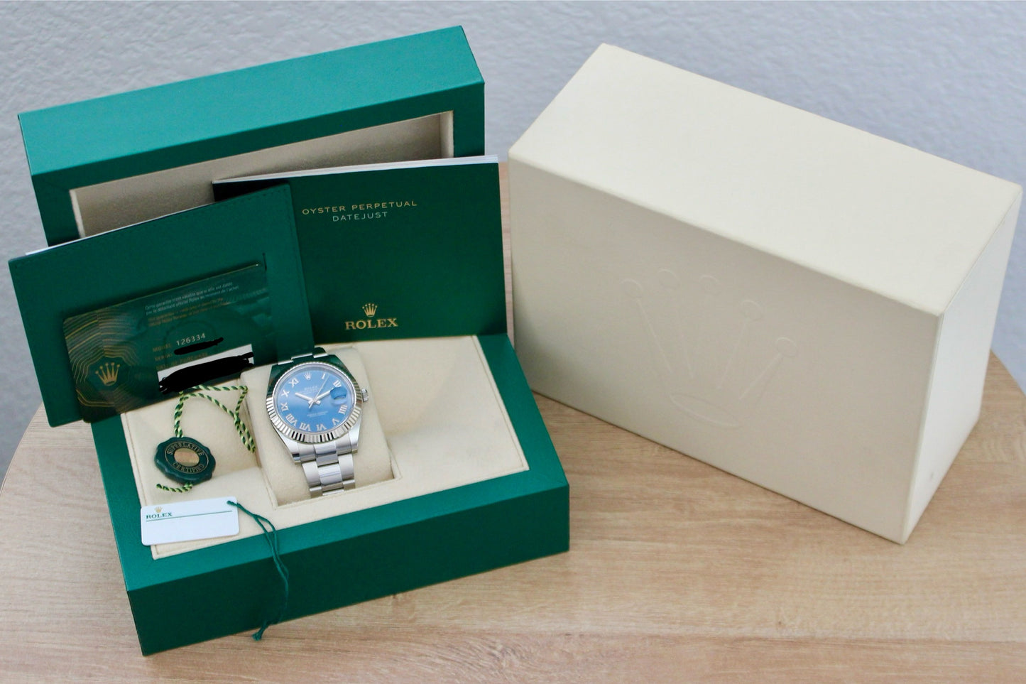 Rolex Datejust Azzurro Blue Dial 41mm Complete Set - 126334
