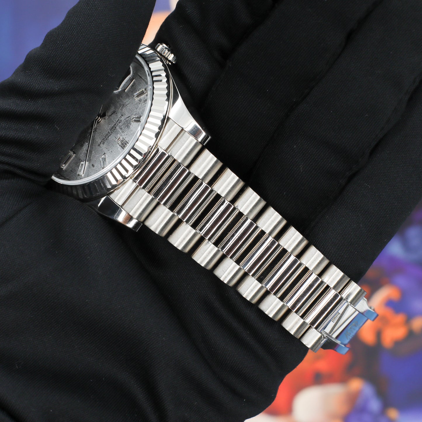 Rolex Daydate White Gold Meteorite Baguette 2025 Complete - 228239