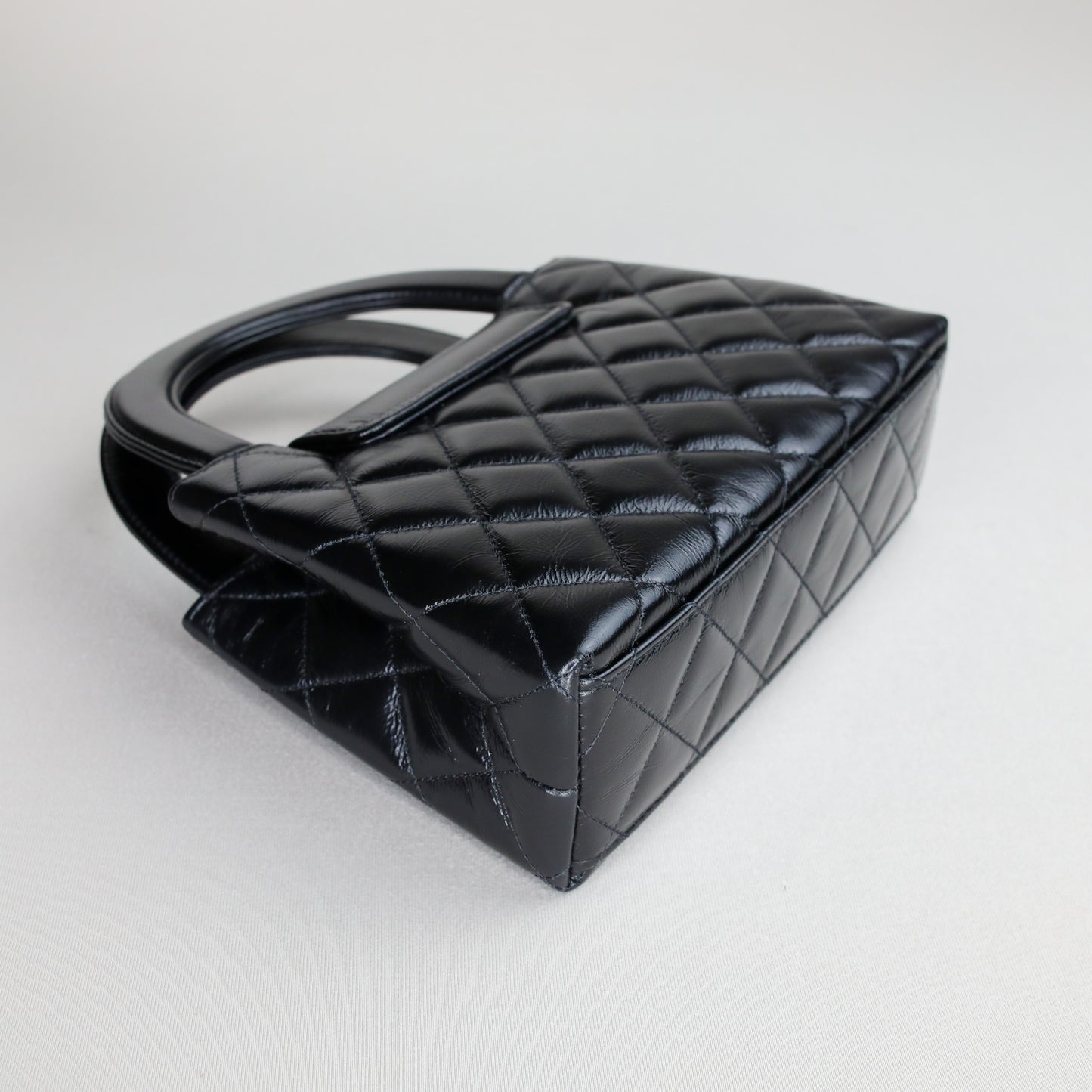 Chanel Kelly Nano Black Calf Skin Top Handle Shopping Bag