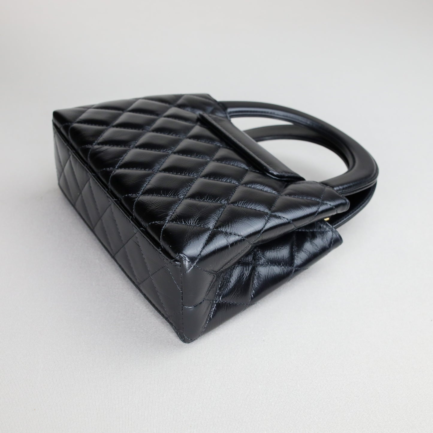 Chanel Kelly Nano Black Calf Skin Top Handle Shopping Bag