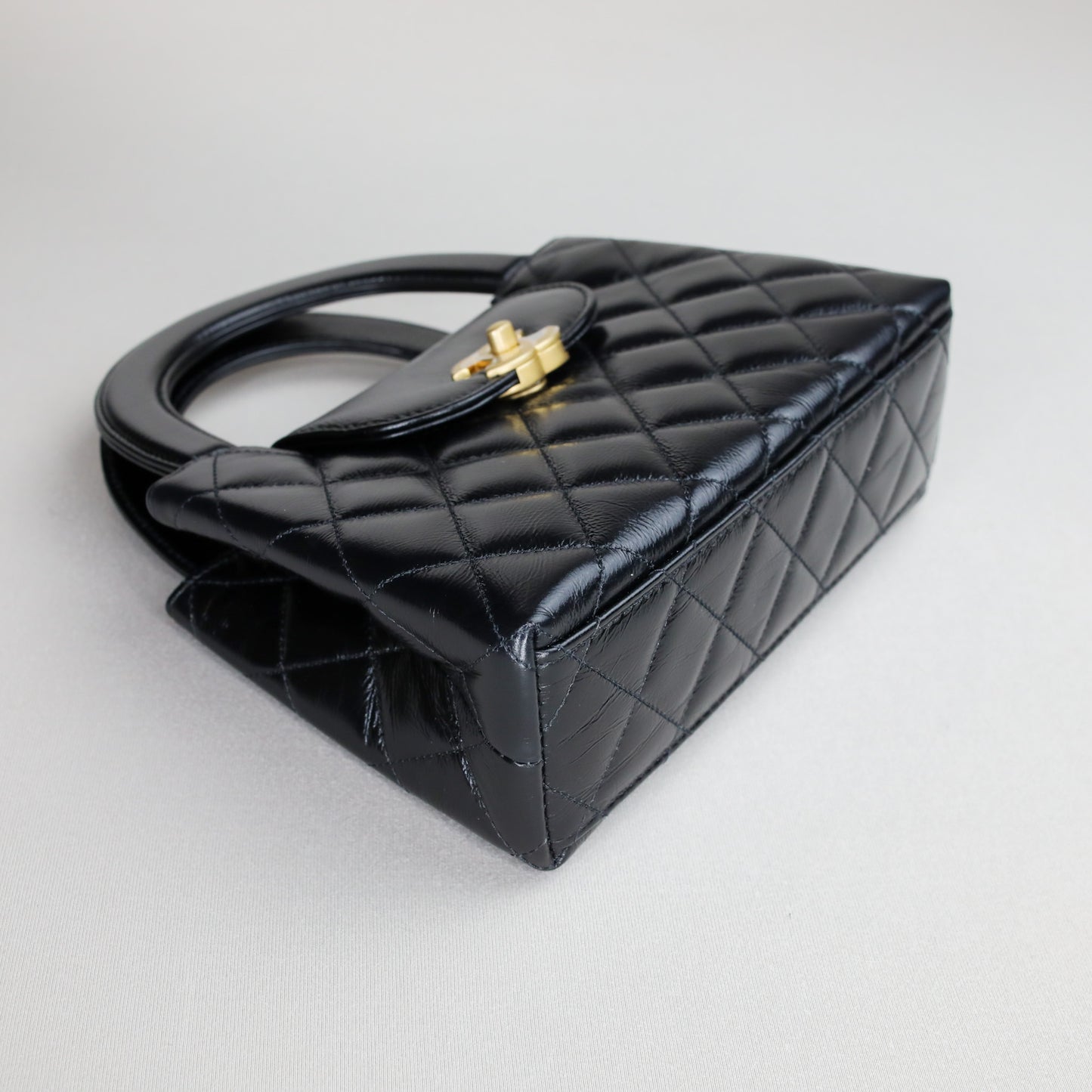 Chanel Kelly Nano Black Calf Skin Top Handle Shopping Bag