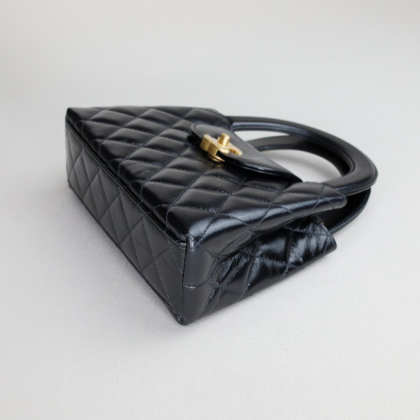 Chanel Kelly Nano Black Calf Skin Top Handle Shopping Bag