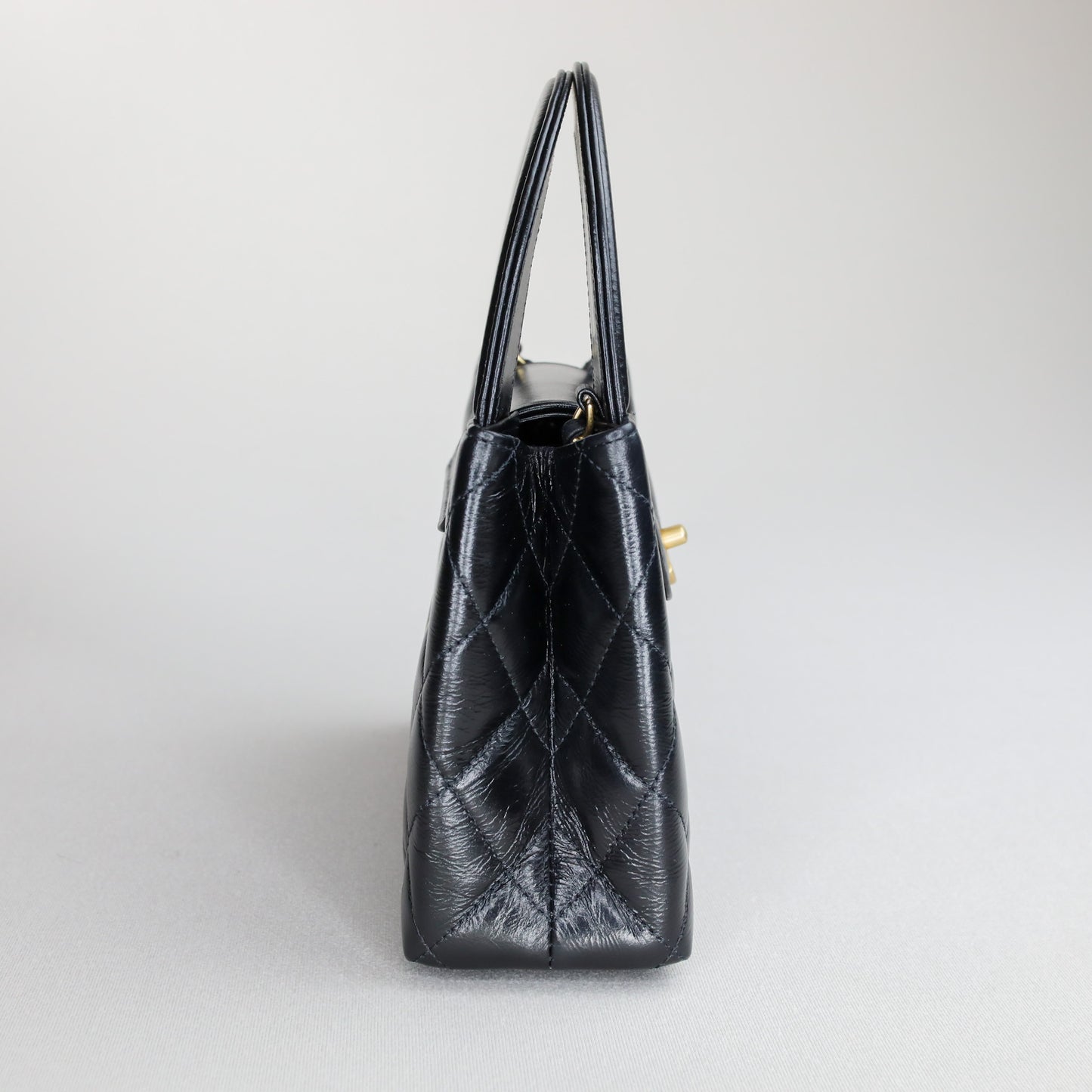 Chanel Kelly Nano Black Calf Skin Top Handle Shopping Bag