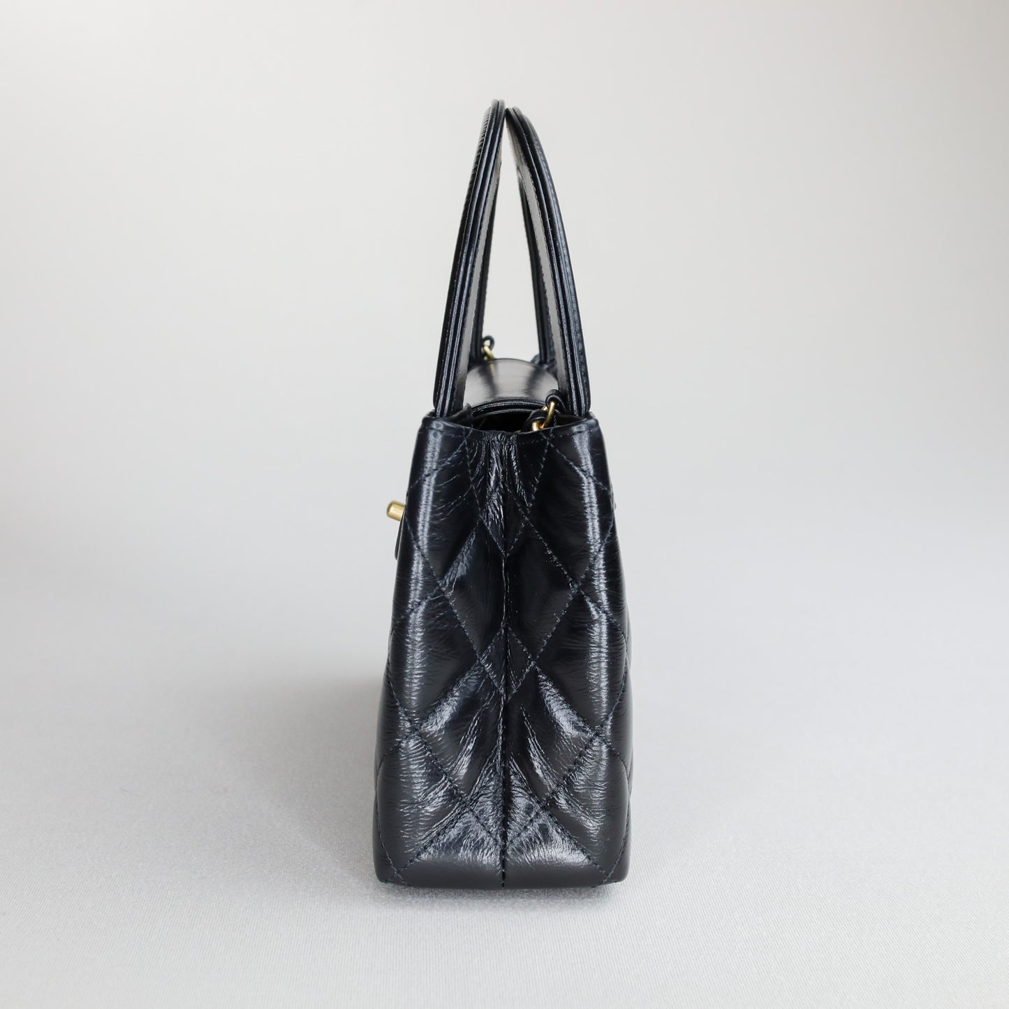 Chanel Kelly Nano Black Calf Skin Top Handle Shopping Bag