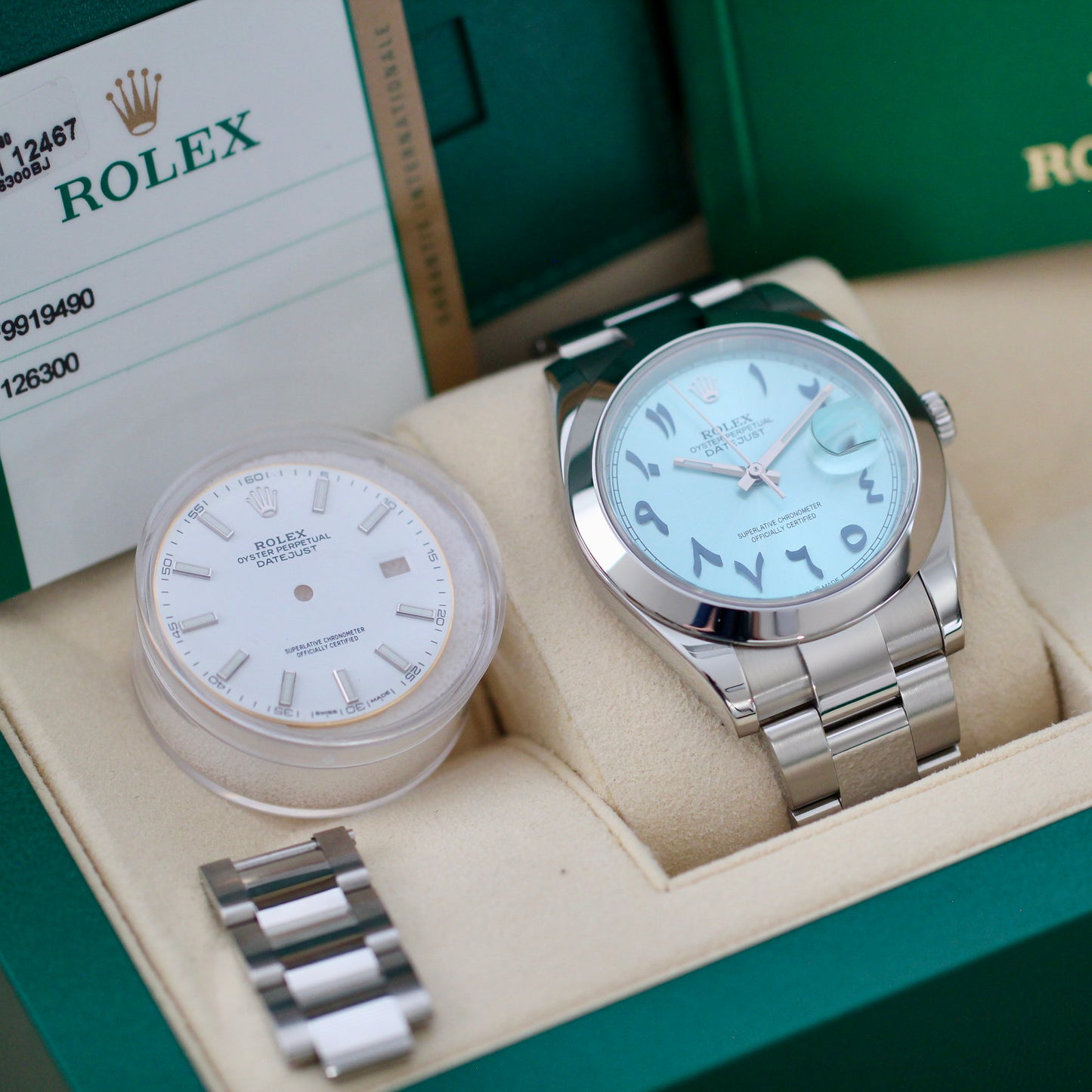 Rolex Datejust 41 Ice Blue Arabic Dial Complete Set - 126300