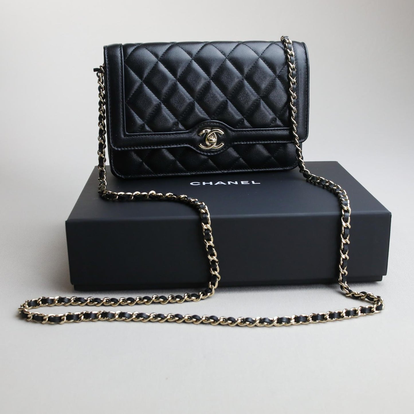 Chanel 24B Wallet on Chain (WOC) – Grained Calfskin & Champagne Gold Hardware